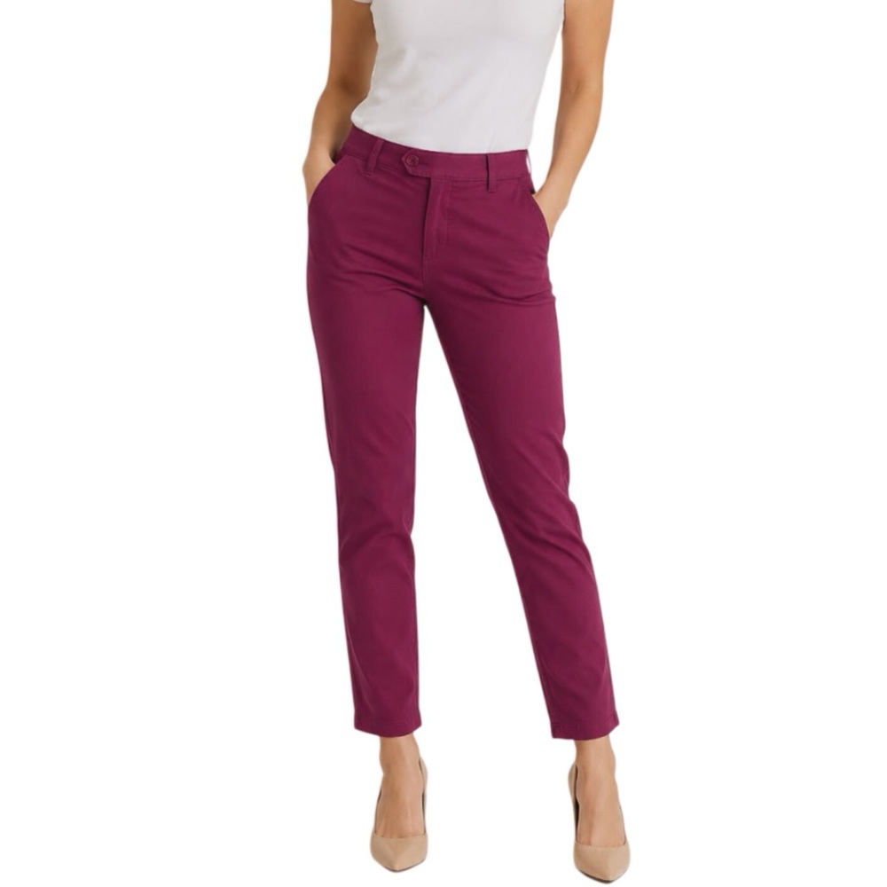Lila Ryan Womens Pants Size 8 The Pert Tapered Sateen Purple Eggplant Trousers